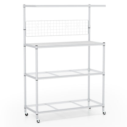 4-Tier Bakers Rack on Wheels with Adjustable Shelves, Silver Baker's Racks Silver at Gallery Canada