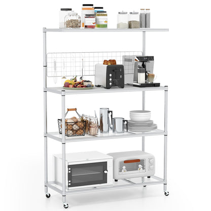 4-Tier Bakers Rack on Wheels with Adjustable Shelves, Silver Baker's Racks at Gallery Canada