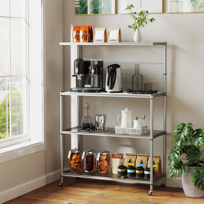 4-Tier Bakers Rack on Wheels with Adjustable Shelves, Silver Baker's Racks at Gallery Canada