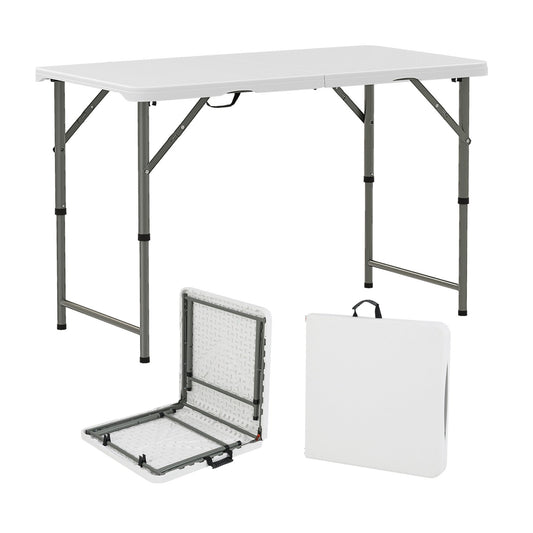 4 Feet Portable Camping Table with HDPE Tabletop and Metal Legs, White Camping Furniture White at Gallery Canada