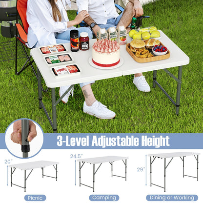 4 Feet Portable Camping Table with HDPE Tabletop and Metal Legs, White Camping Furniture at Gallery Canada