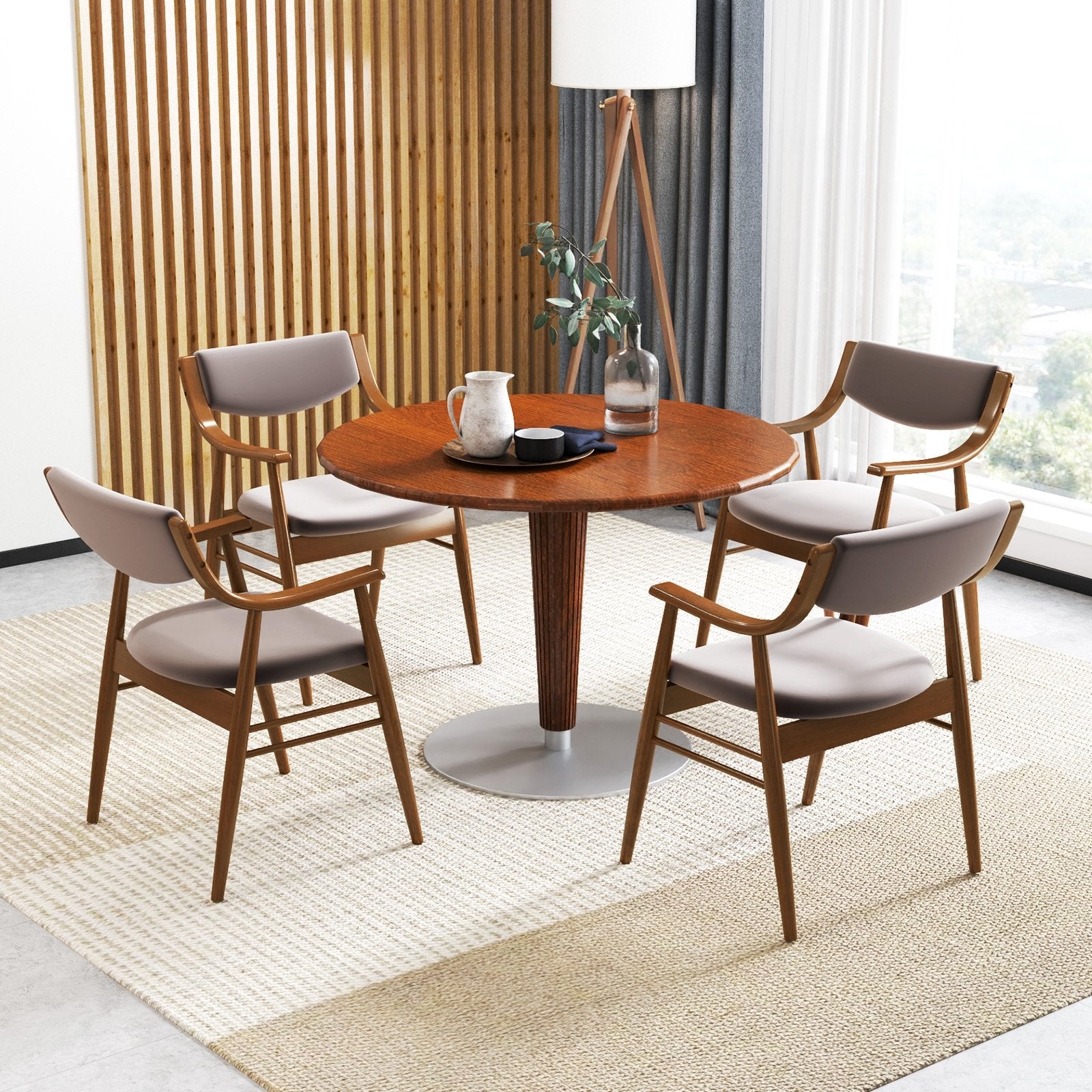 Wooden Dining Chair Set of 2 with Padded Seat and Back, Walnut Dining Chairs at Gallery Canada