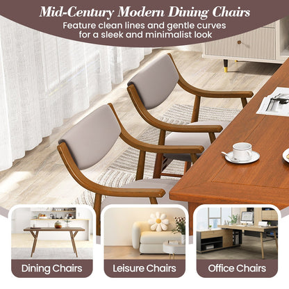 Wooden Dining Chair Set of 2 with Padded Seat and Back, Walnut Dining Chairs at Gallery Canada