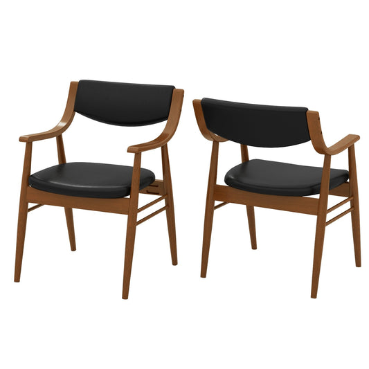 Wooden Dining Chair Set of 2 with Padded Seat and Back, Black Dining Chairs Black at Gallery Canada