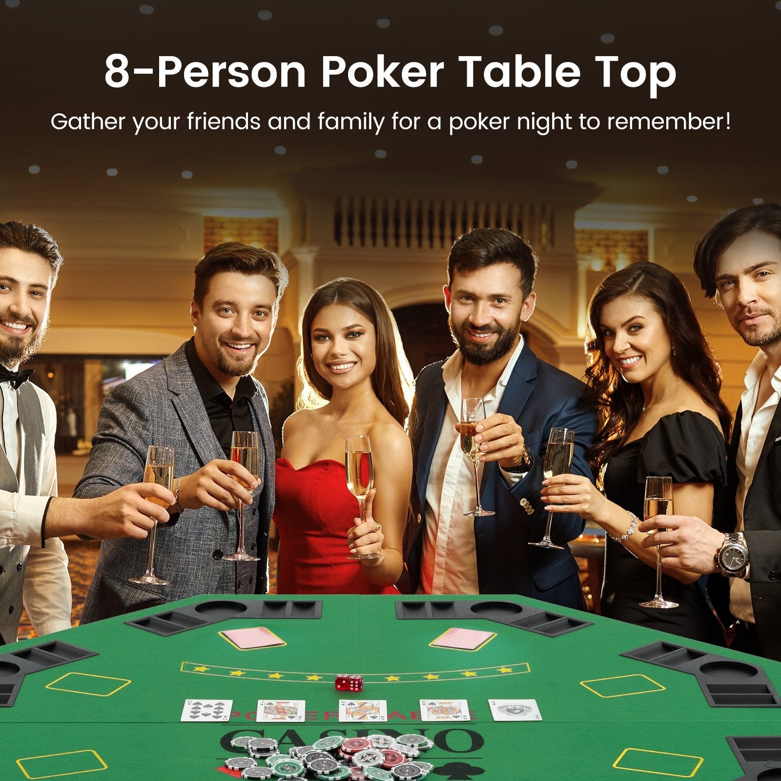 8-Player Foldable Poker Table Top with Carrying Bag, Green Game Room at Gallery Canada