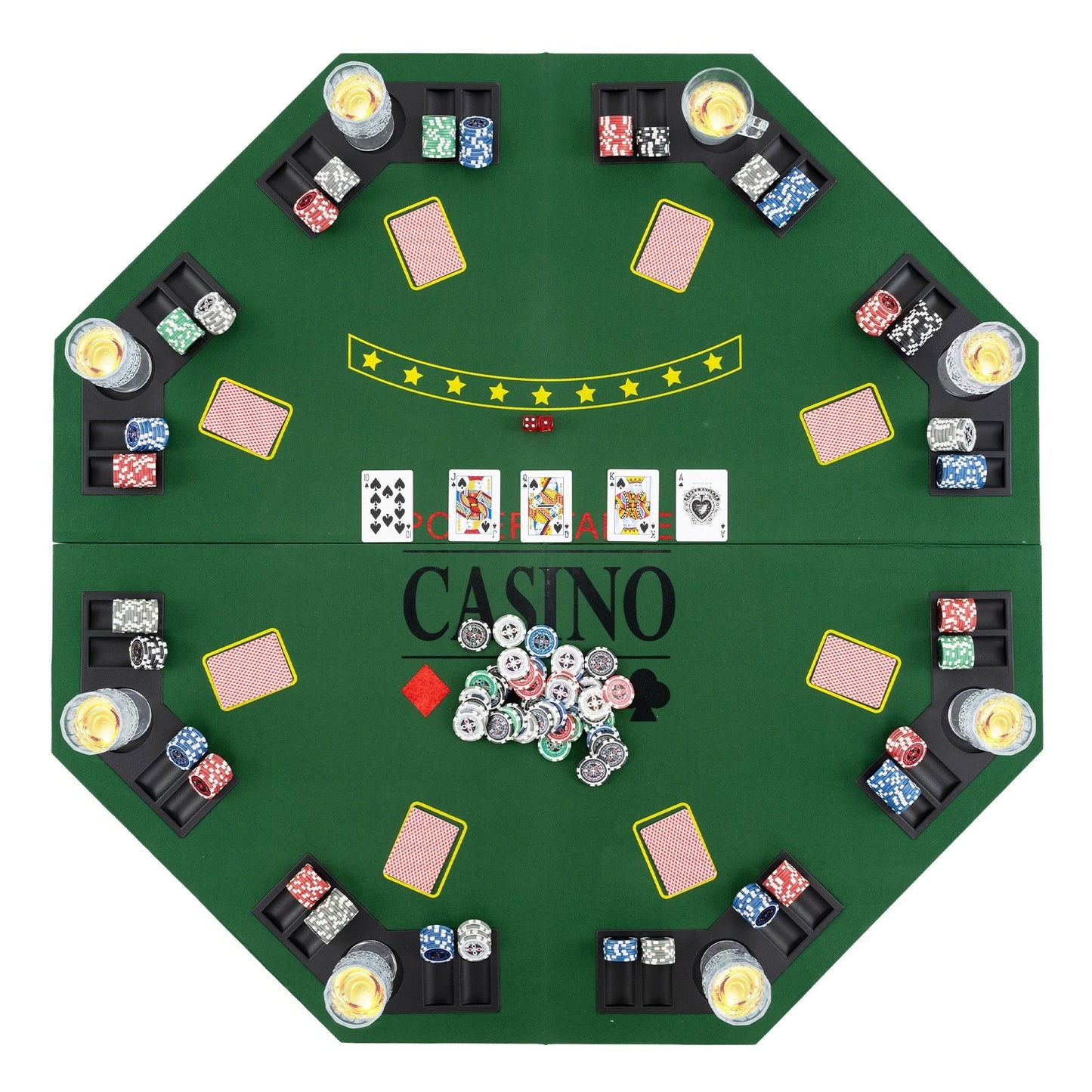 8-Player Foldable Poker Table Top with Carrying Bag, Green Game Room Green at Gallery Canada