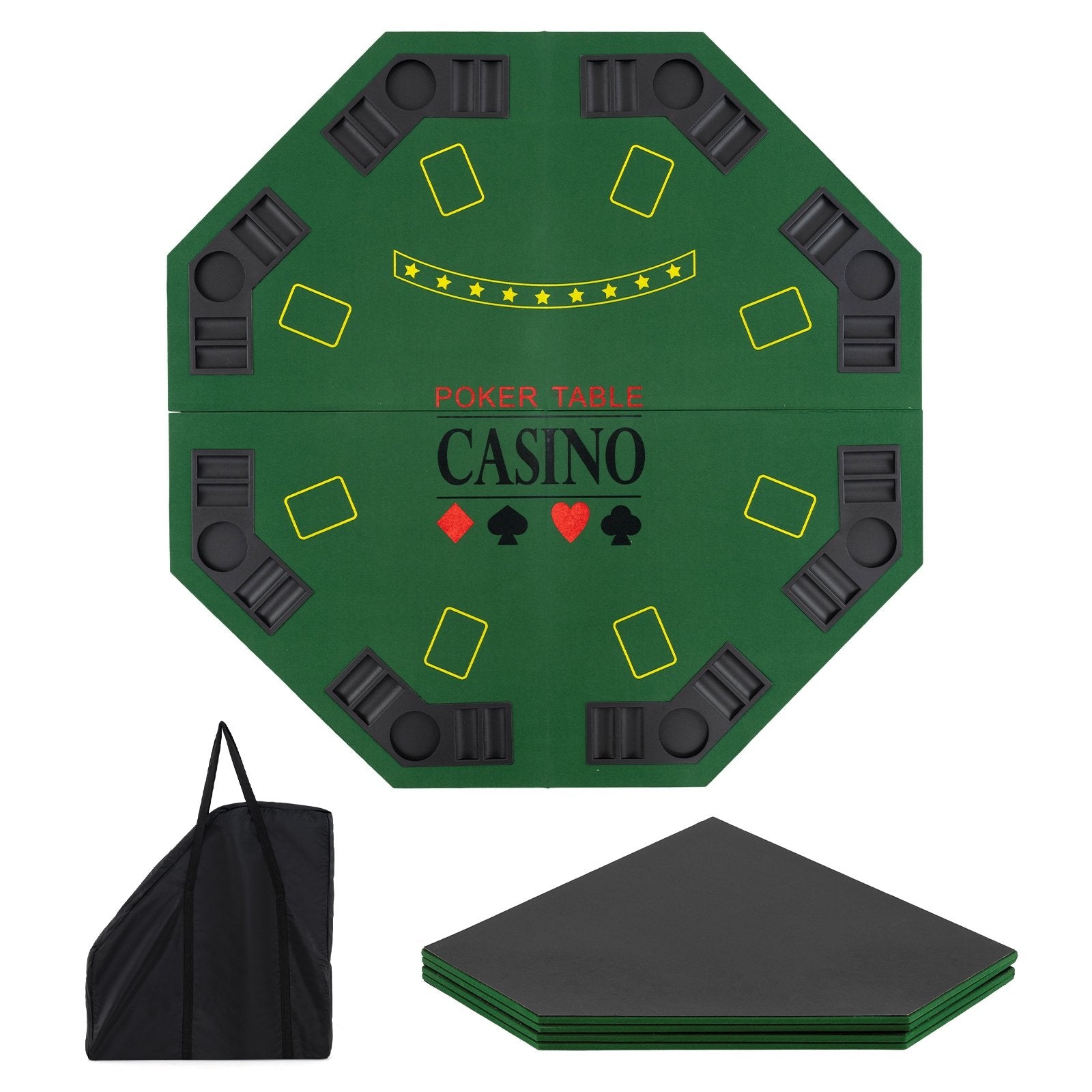 8-Player Foldable Poker Table Top with Carrying Bag, Green Game Room at Gallery Canada