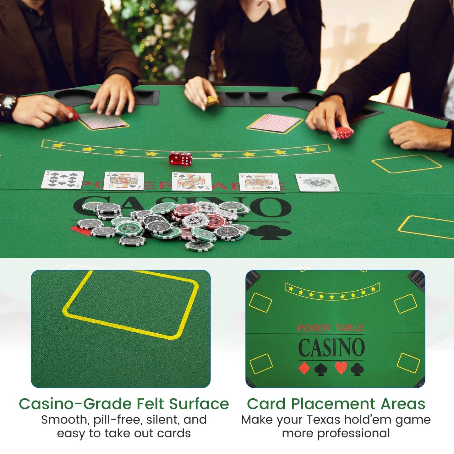 8-Player Foldable Poker Table Top with Carrying Bag, Green Game Room at Gallery Canada