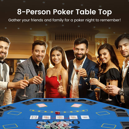 8-Player Foldable Poker Table Top with Carrying Bag, Blue Game Room at Gallery Canada