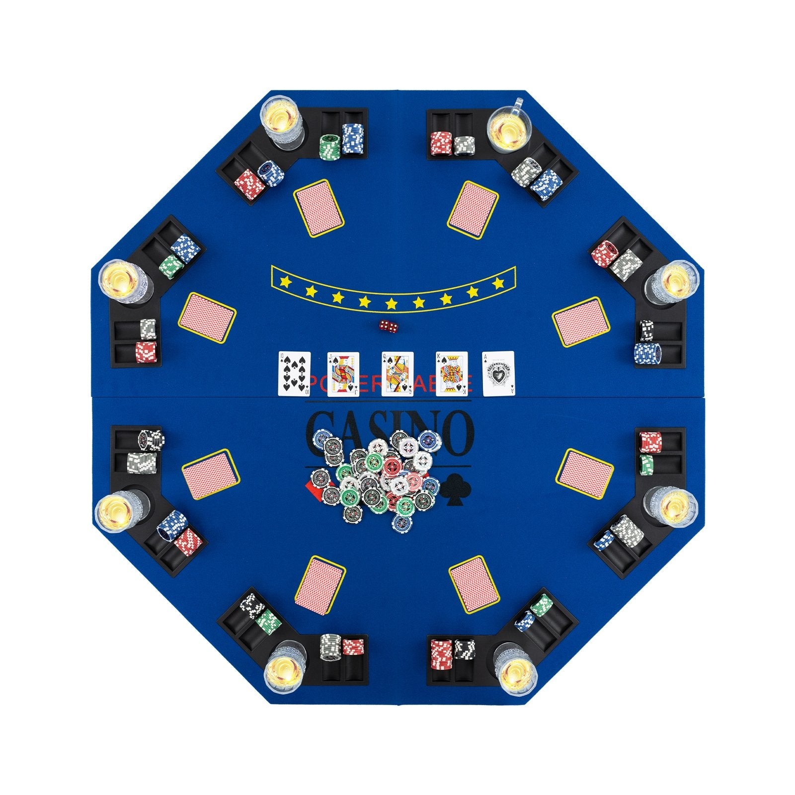 8-Player Foldable Poker Table Top with Carrying Bag, Blue Game Room Blue at Gallery Canada