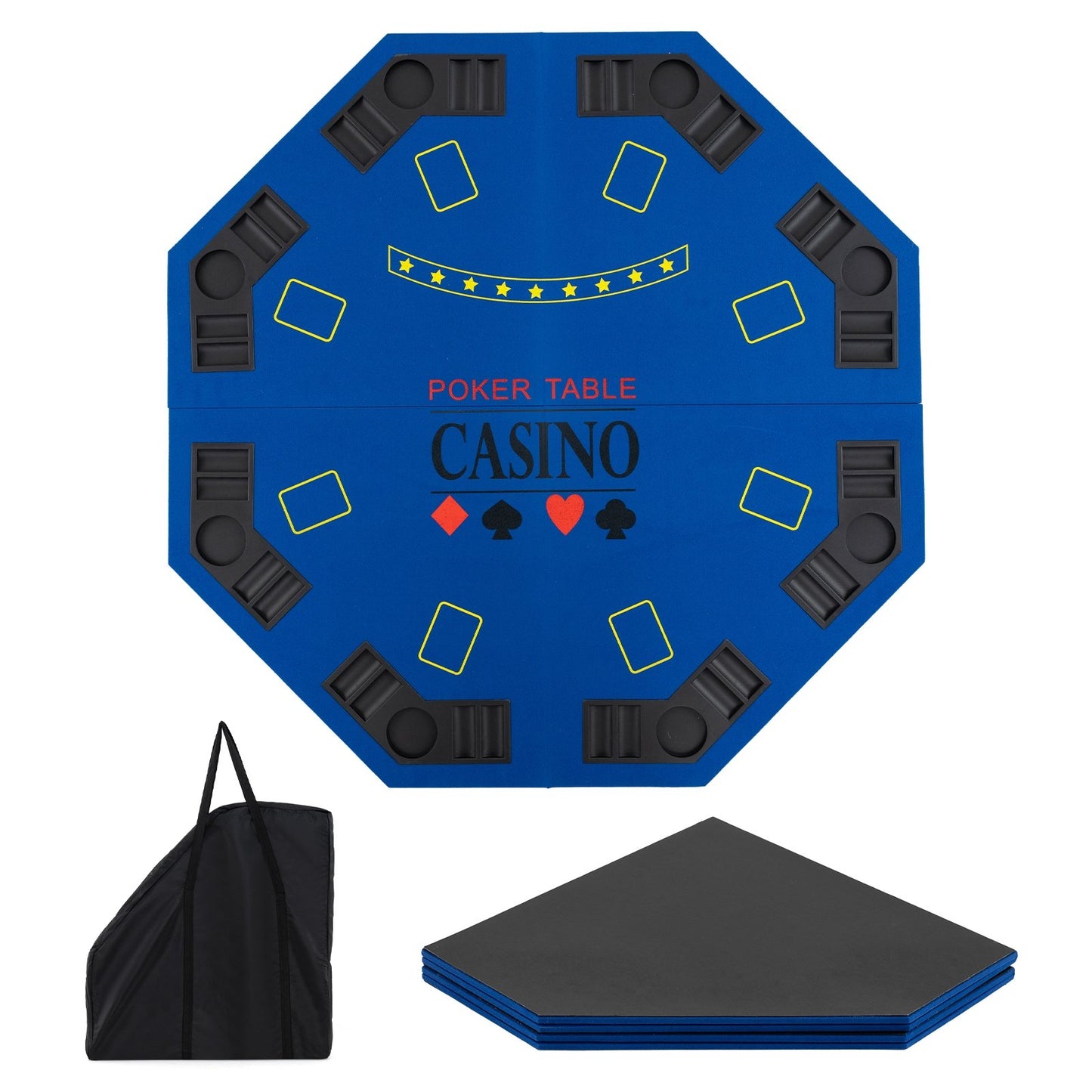 8-Player Foldable Poker Table Top with Carrying Bag, Blue Game Room at Gallery Canada