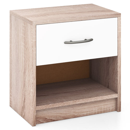 Bedside Table Nightstand with Drawer and Open Storage Shelf