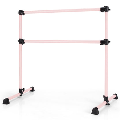 4 Feet Double Ballet Barre Bar with Adjustable Height, Pink Yoga Accessories Pink at Gallery Canada