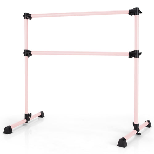 4 Feet Double Ballet Barre Bar with Adjustable Height, Pink