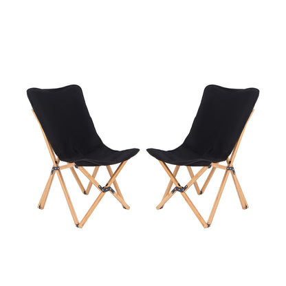 Set of 2 Bamboo Dorm Chair with Storage Pocket for Camping and Fishing, Black Camping Furniture Black  at Gallery Canada