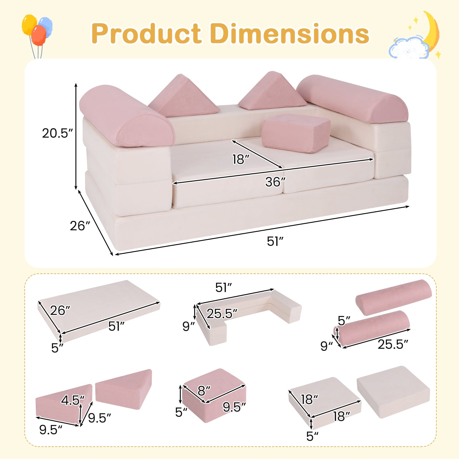 9-Piece Climb and Crawl Foam and Floor Playset with Breathable Suede Fabric, Pink Baby Gyms & Playmats at Gallery Canada