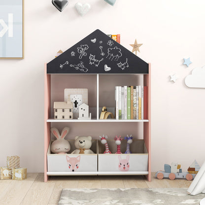 Playhouse Kids Bookshelf with Chalkboard and Whiteboard for 3-6 Years, Pink Kids Storage at Gallery Canada