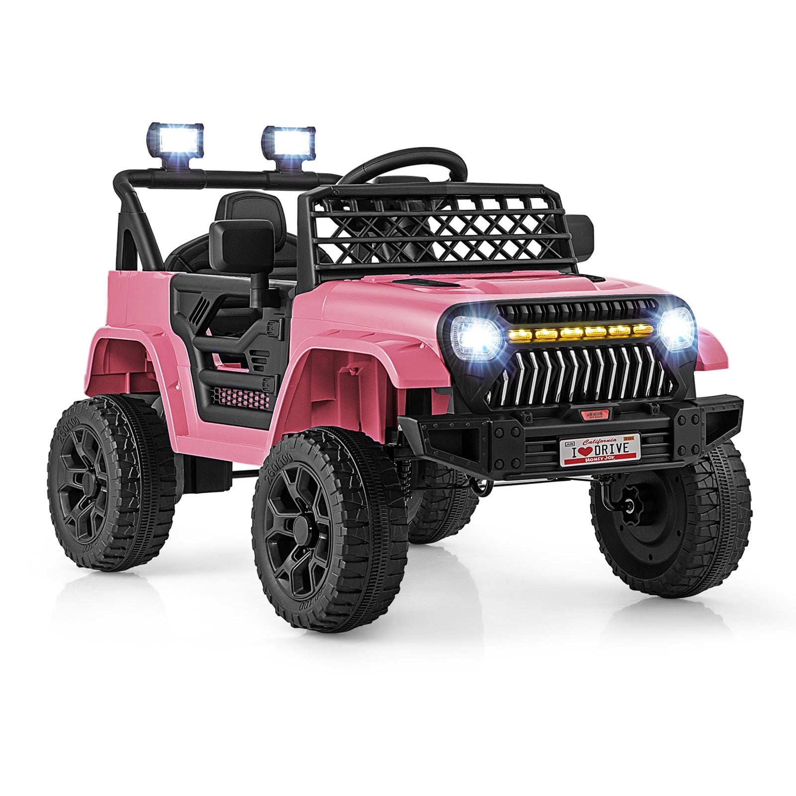 12V Kids Ride on Truck Car with Parental Remote and Music Player, Pink Powered Ride On Toys Pink at Gallery Canada