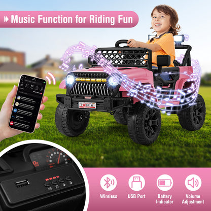 12V Kids Ride on Truck Car with Parental Remote and Music Player, Pink Powered Ride On Toys at Gallery Canada