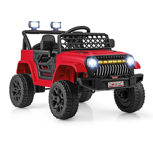 12V Kids Ride on Truck Car with Parental Remote and Music Player, Red