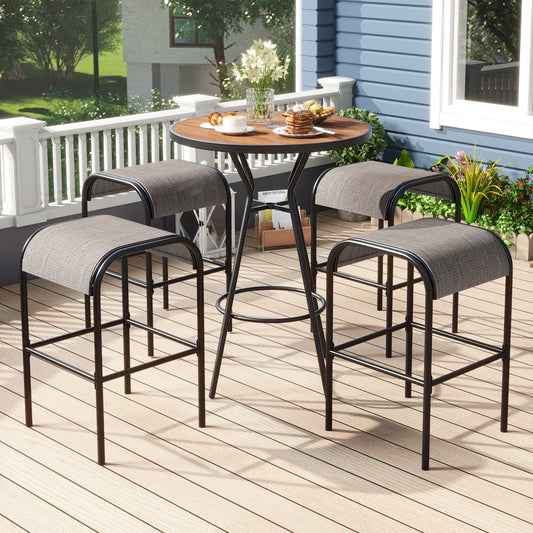 5 Pieces Outdoor Round Bar Table Set with 1.6 Inches Umbrella Hole Patio Bar Furniture Options  at Gallery Canada