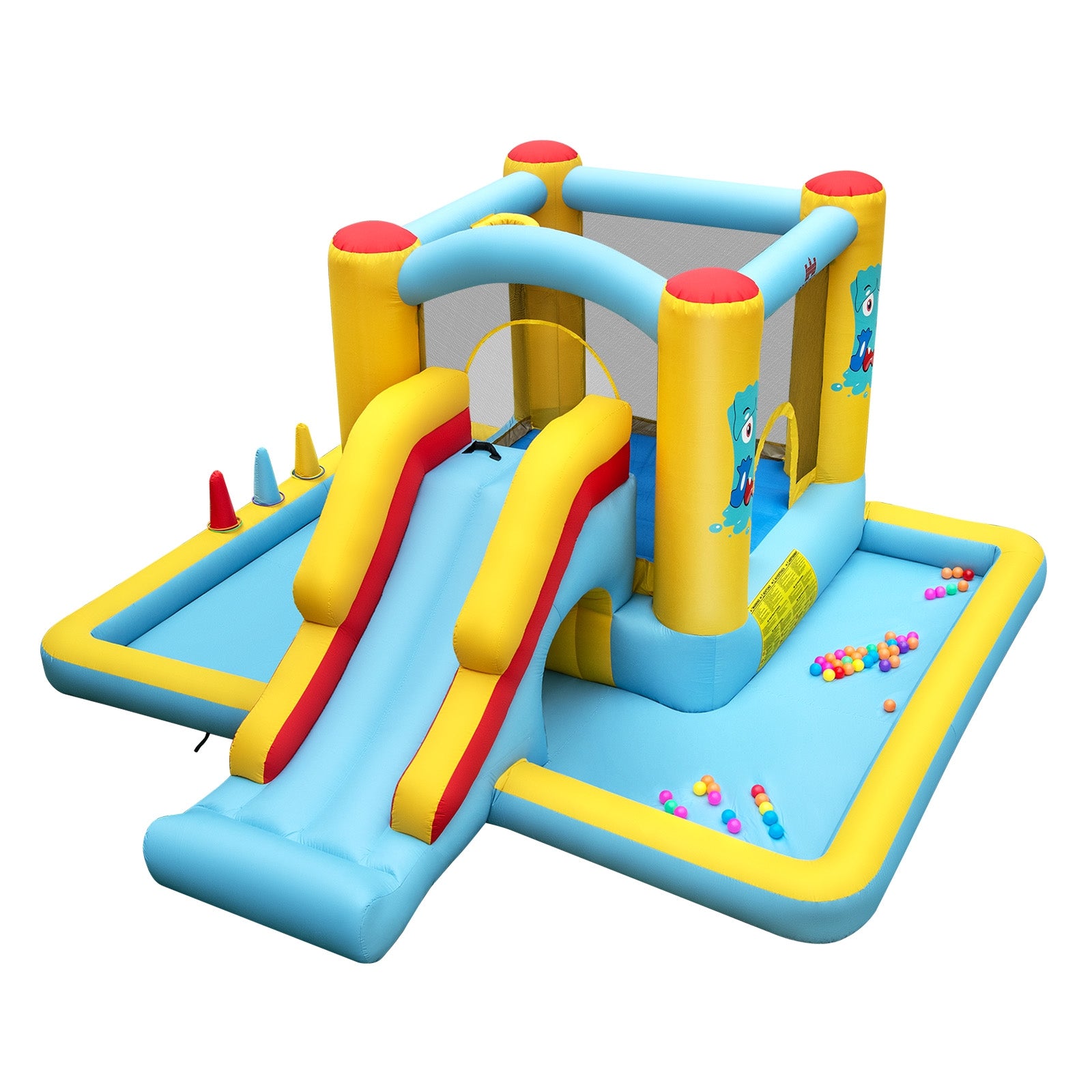 Inflatable Bounce House 7-in-1 Bouncy Castle with Slide and Tunnel without Blower, Multicolor Bounce House at Gallery Canada