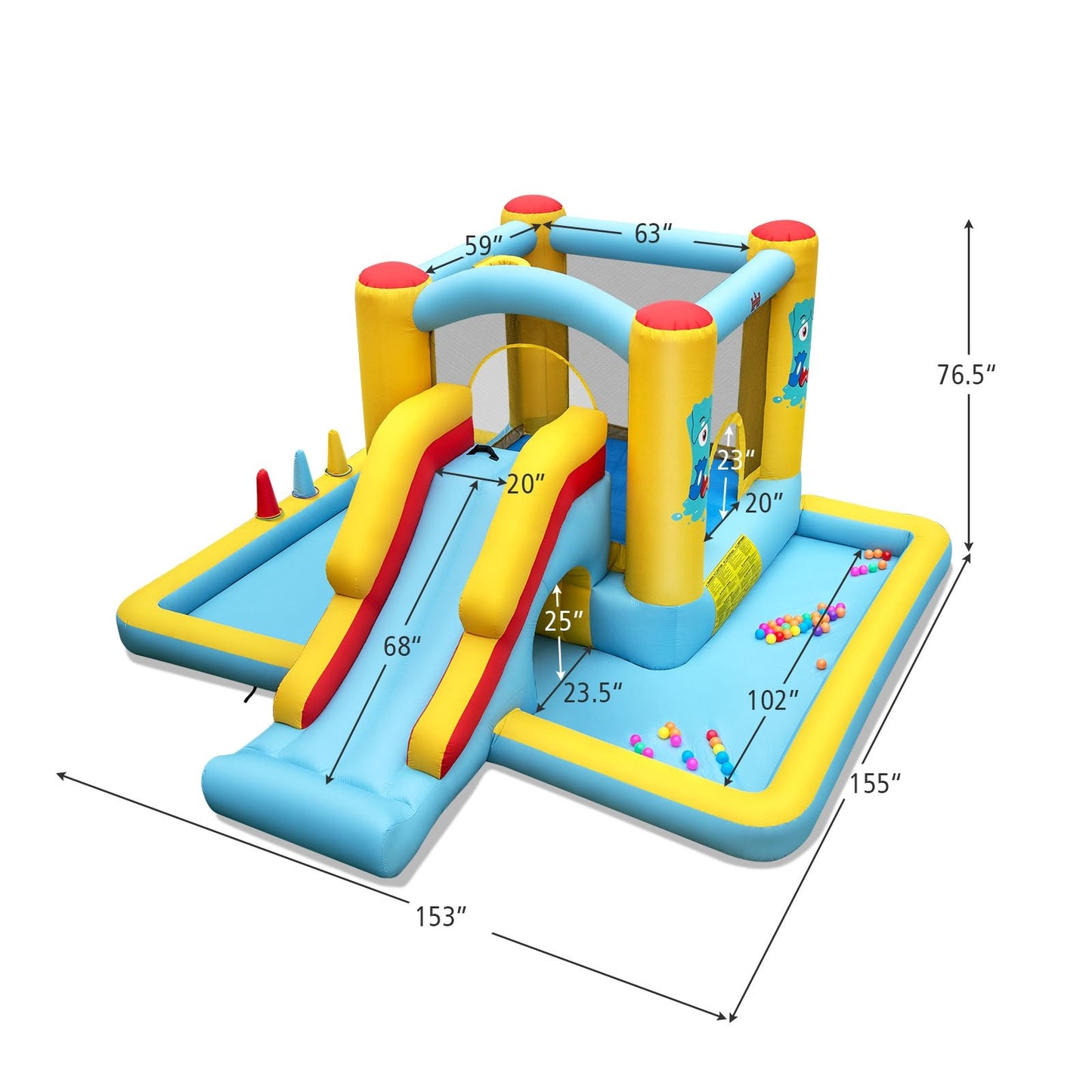 Inflatable Bounce House 7-in-1 Bouncy Castle with Slide and Tunnel with 550W Blower, Multicolor Bounce House at Gallery Canada