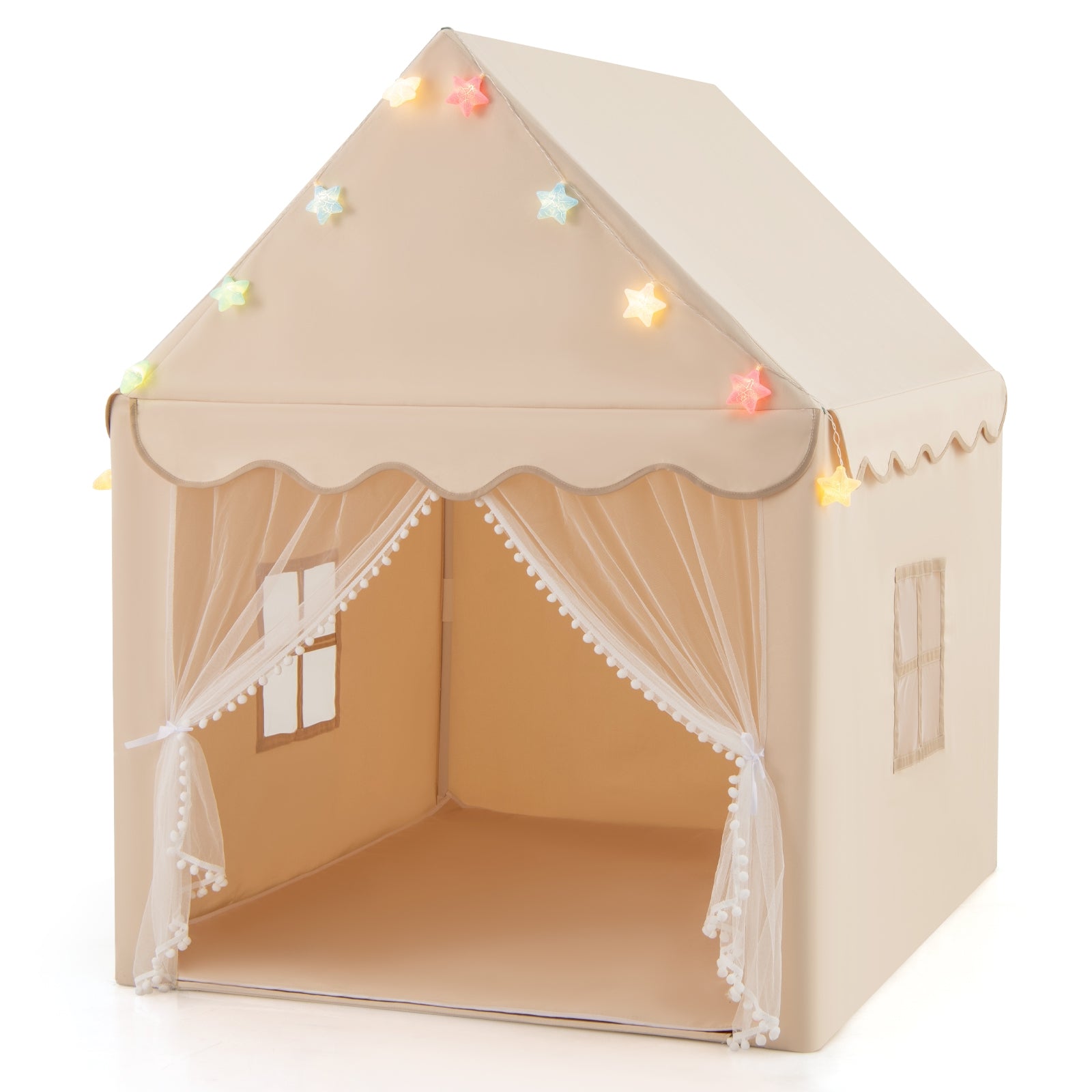 Kids Playhouse Tent with Star Lights and Mat, Beige Play Tents & Playhouse at Gallery Canada