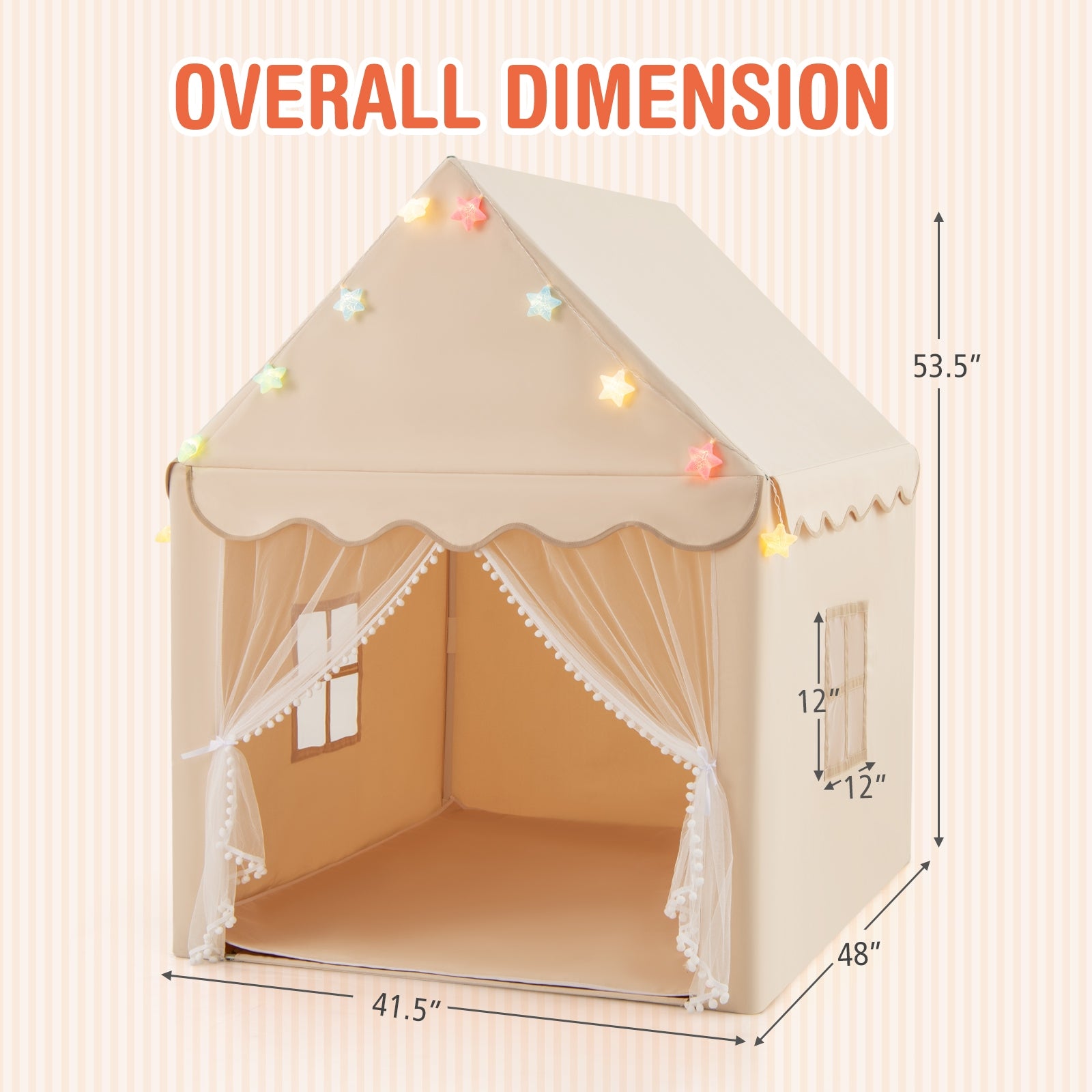 Kids Playhouse Tent with Star Lights and Mat, Beige Play Tents & Playhouse at Gallery Canada