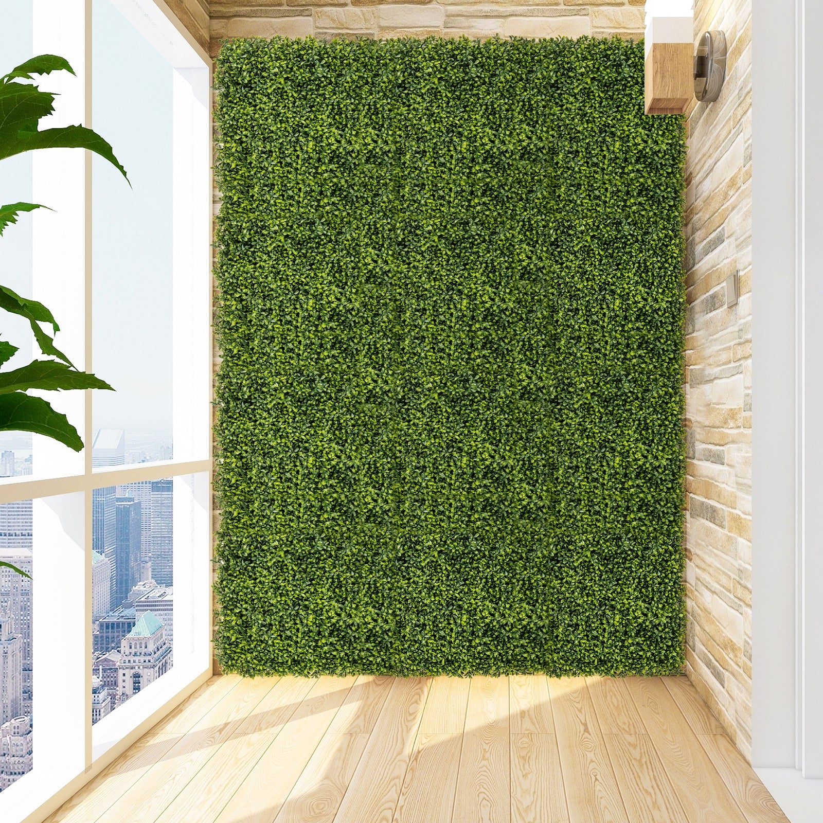 12 Pieces 20 Inch x 20 Inch Artificial Hedge Boxwood Panel, Green Decorative Fencing & Flooring at Gallery Canada