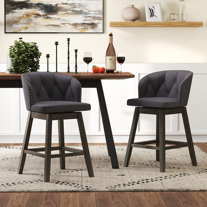 Counter Height Fabric Upholstered Bar Stools Set of 2, Gray Bar Stools at Gallery Canada