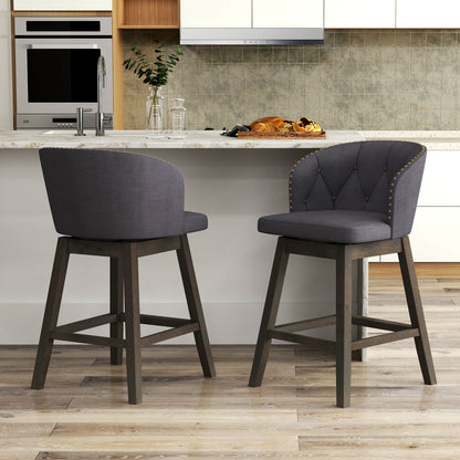 Counter Height Fabric Upholstered Bar Stools Set of 2, Gray Bar Stools at Gallery Canada