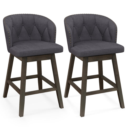 Counter Height Fabric Upholstered Bar Stools Set of 2, Gray Bar Stools Gray at Gallery Canada