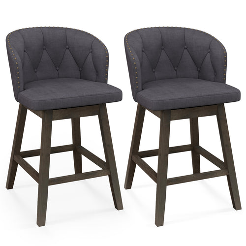 Counter Height Fabric Upholstered Bar Stools Set of 2, Gray