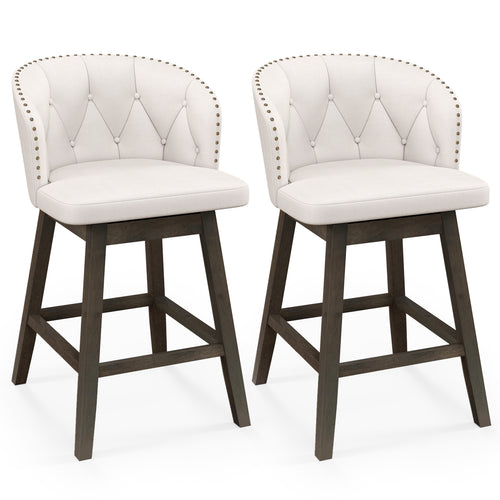 Counter Height Fabric Upholstered Bar Stools Set of 2, Beige