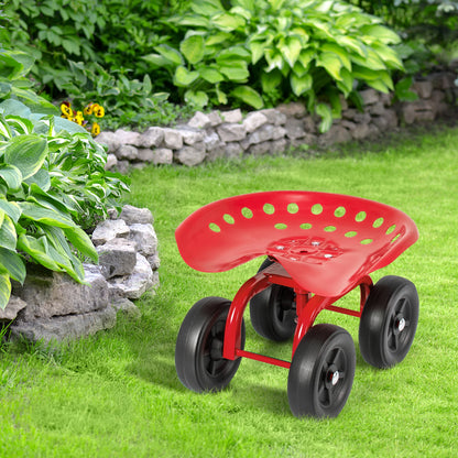 Garden Rolling Workseat with 360° Swivel Seat and Adjustable Height, Red Garden Tools at Gallery Canada