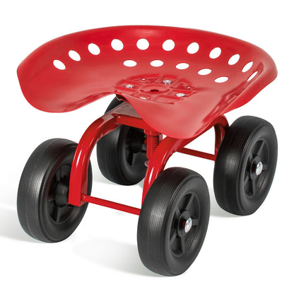 Garden Rolling Workseat with 360° Swivel Seat and Adjustable Height, Red Garden Tools Red at Gallery Canada