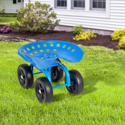 Garden Rolling Workseat with 360° Swivel Seat and Adjustable Height, Blue Garden Tools at Gallery Canada