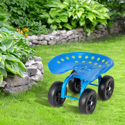 Garden Rolling Workseat with 360° Swivel Seat and Adjustable Height, Blue Garden Tools at Gallery Canada