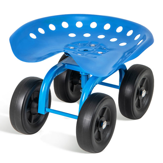 Garden Rolling Workseat with 360° Swivel Seat and Adjustable Height, Blue Garden Tools Blue at Gallery Canada