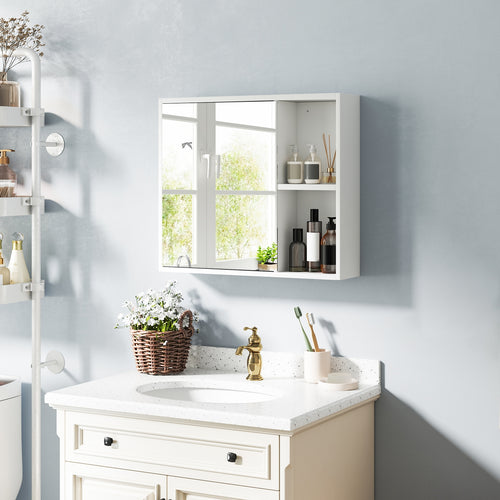 Bathroom Medicine Cabinet with Single Mirror Door, White