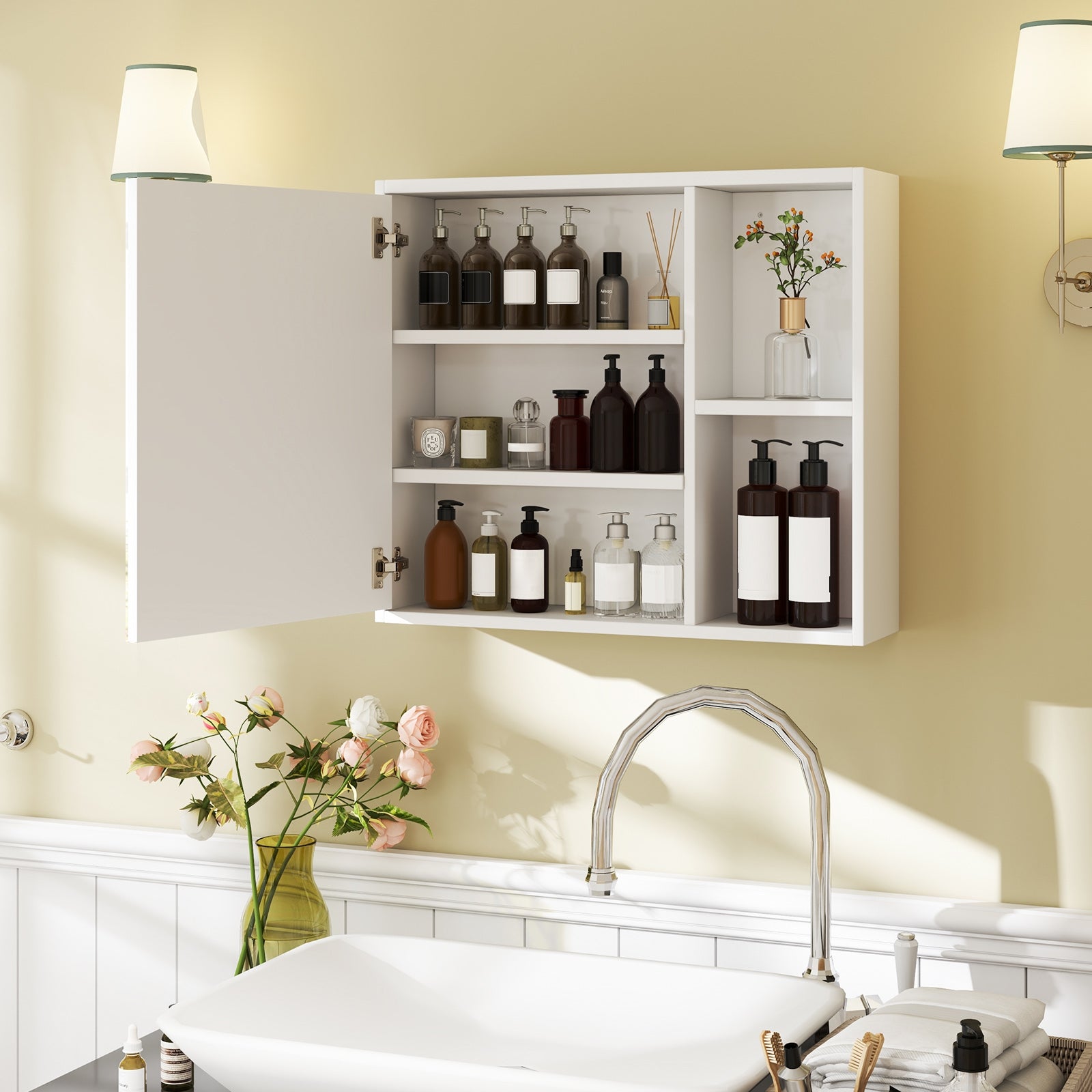 Bathroom Medicine Cabinet with Single Mirror Door, White Wall Cabinets at Gallery Canada