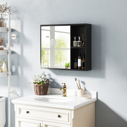 Bathroom Medicine Cabinet with Single Mirror Door, Black