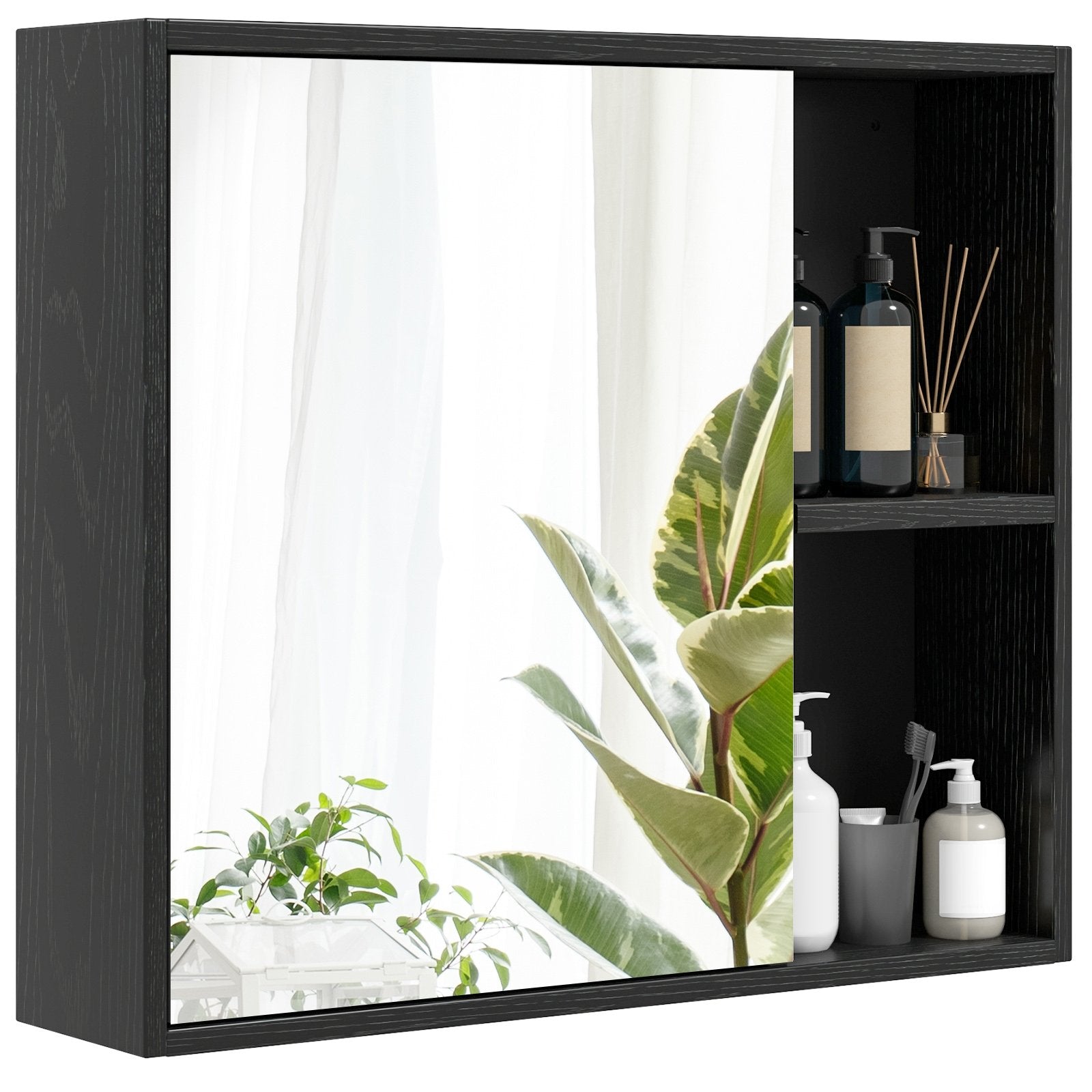 Bathroom Medicine Cabinet with Single Mirror Door, Black Wall Cabinets at Gallery Canada