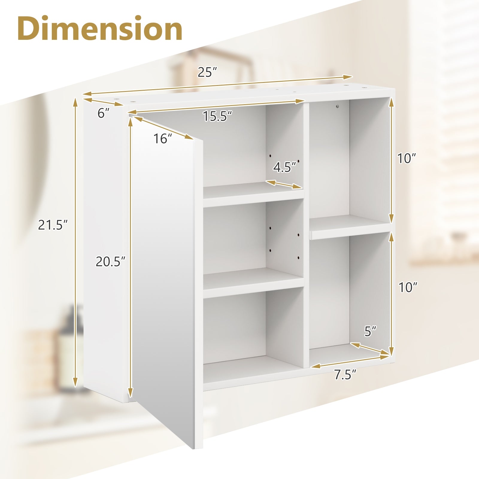 Bathroom Medicine Cabinet with Single Mirror Door, White Wall Cabinets at Gallery Canada