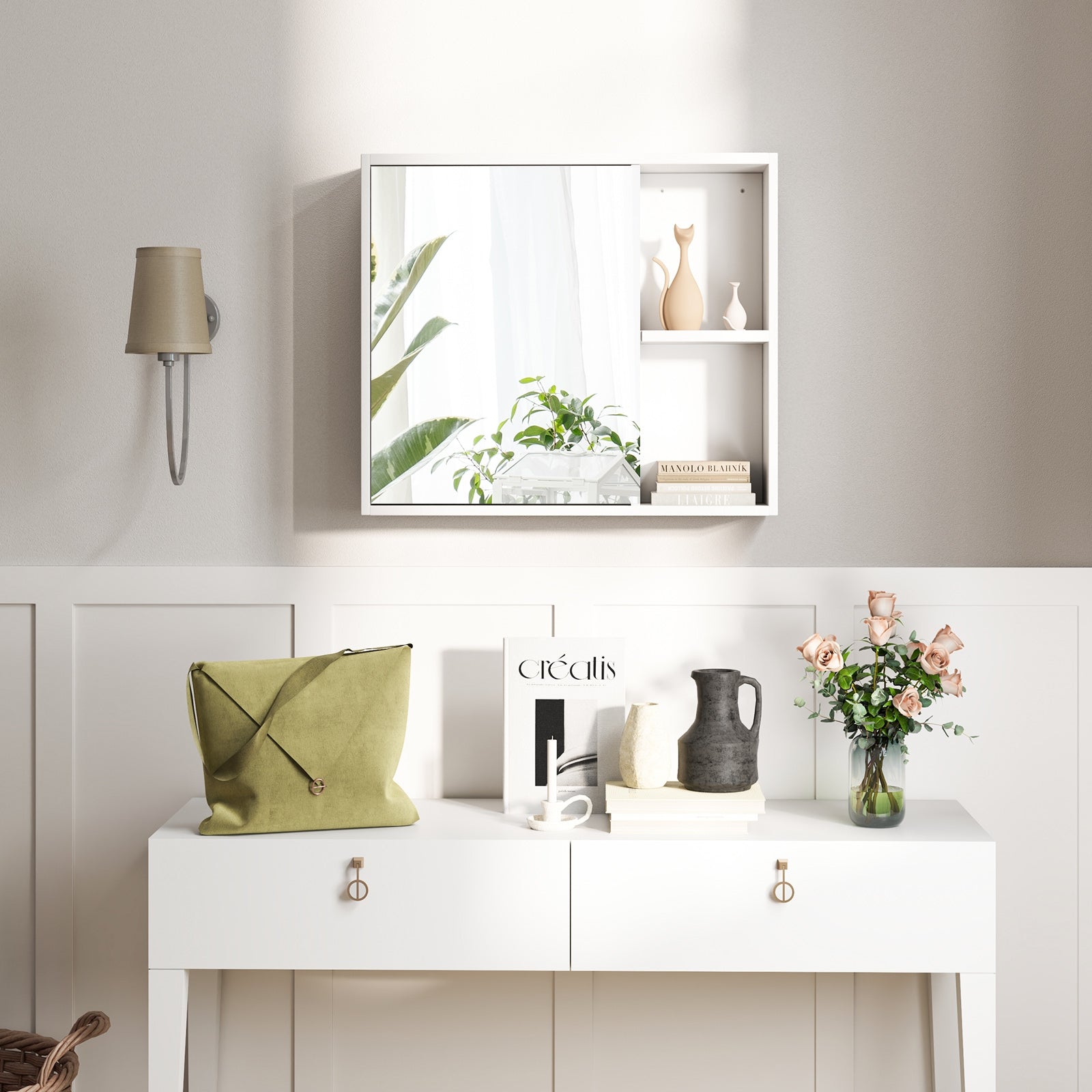 Bathroom Medicine Cabinet with Single Mirror Door, White Wall Cabinets at Gallery Canada