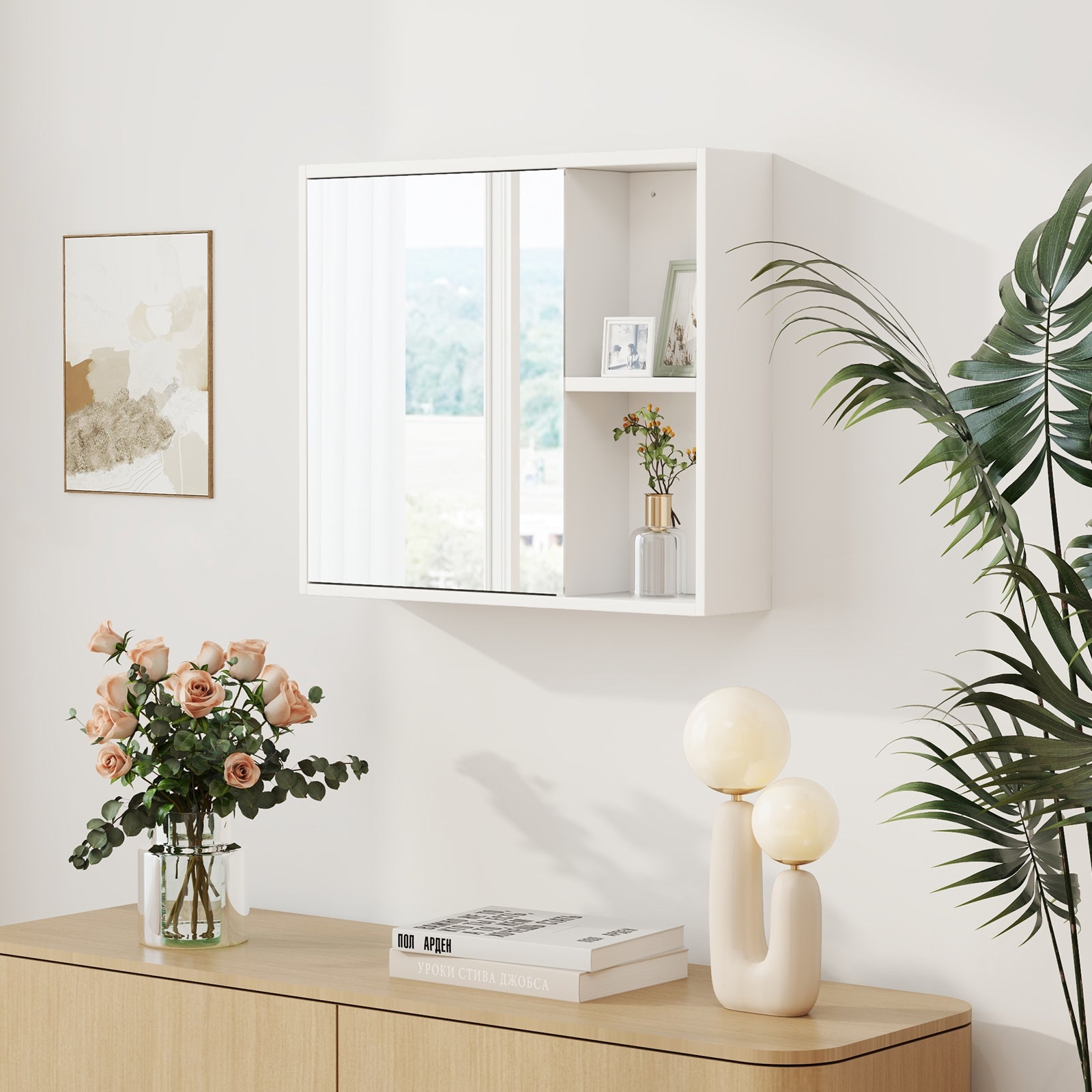 Bathroom Medicine Cabinet with Single Mirror Door, White Wall Cabinets at Gallery Canada