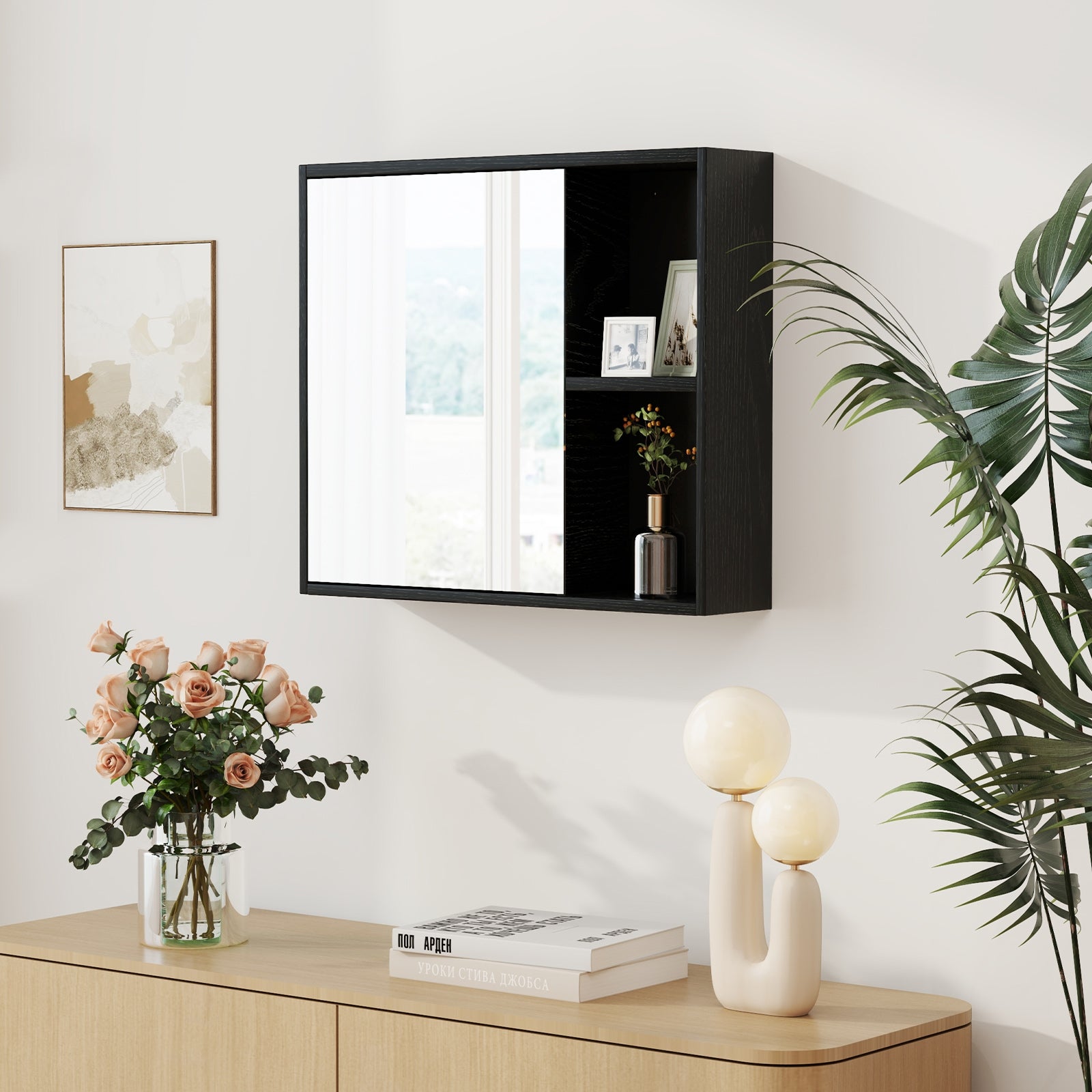 Bathroom Medicine Cabinet with Single Mirror Door, Black Wall Cabinets at Gallery Canada