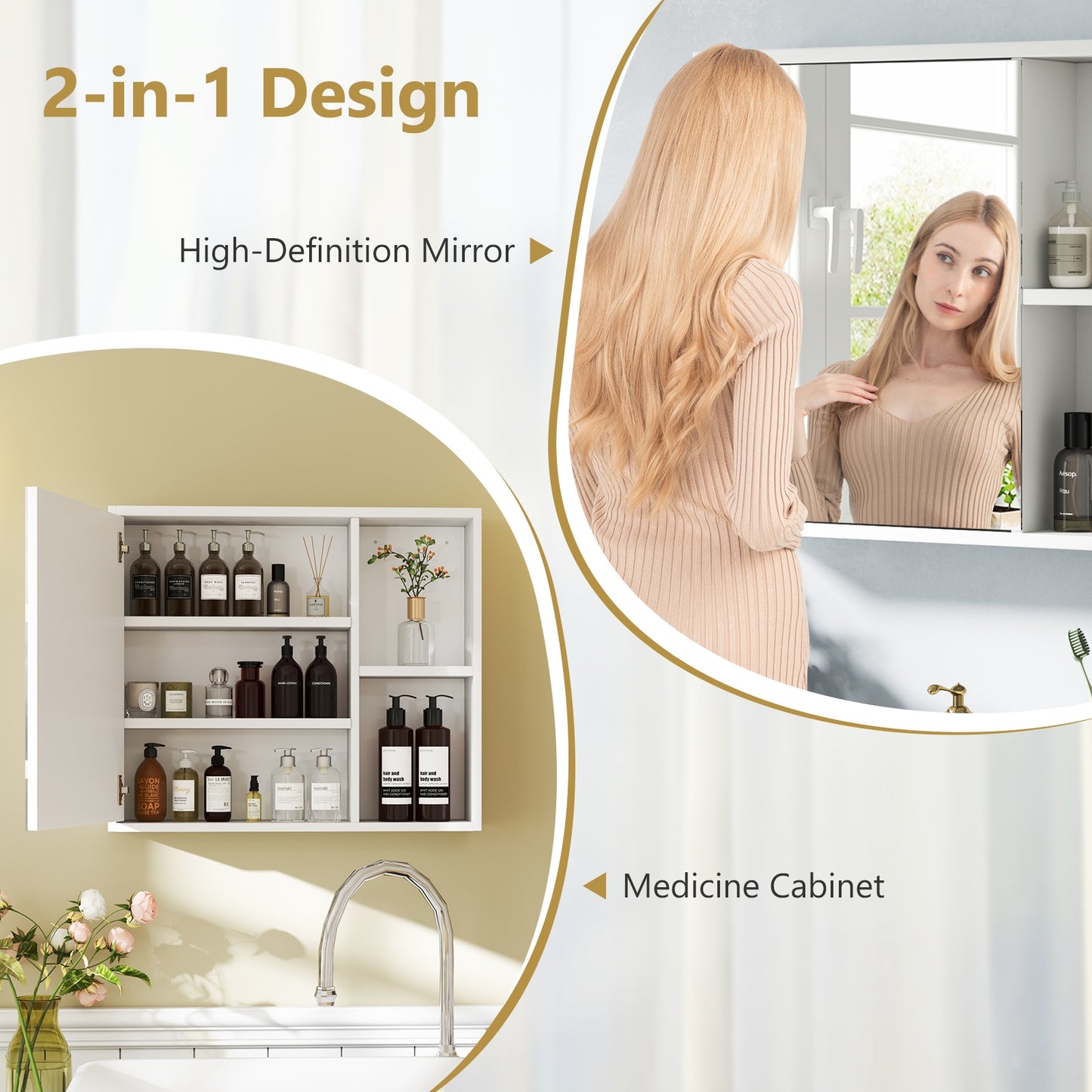 Bathroom Medicine Cabinet with Single Mirror Door, White Wall Cabinets at Gallery Canada