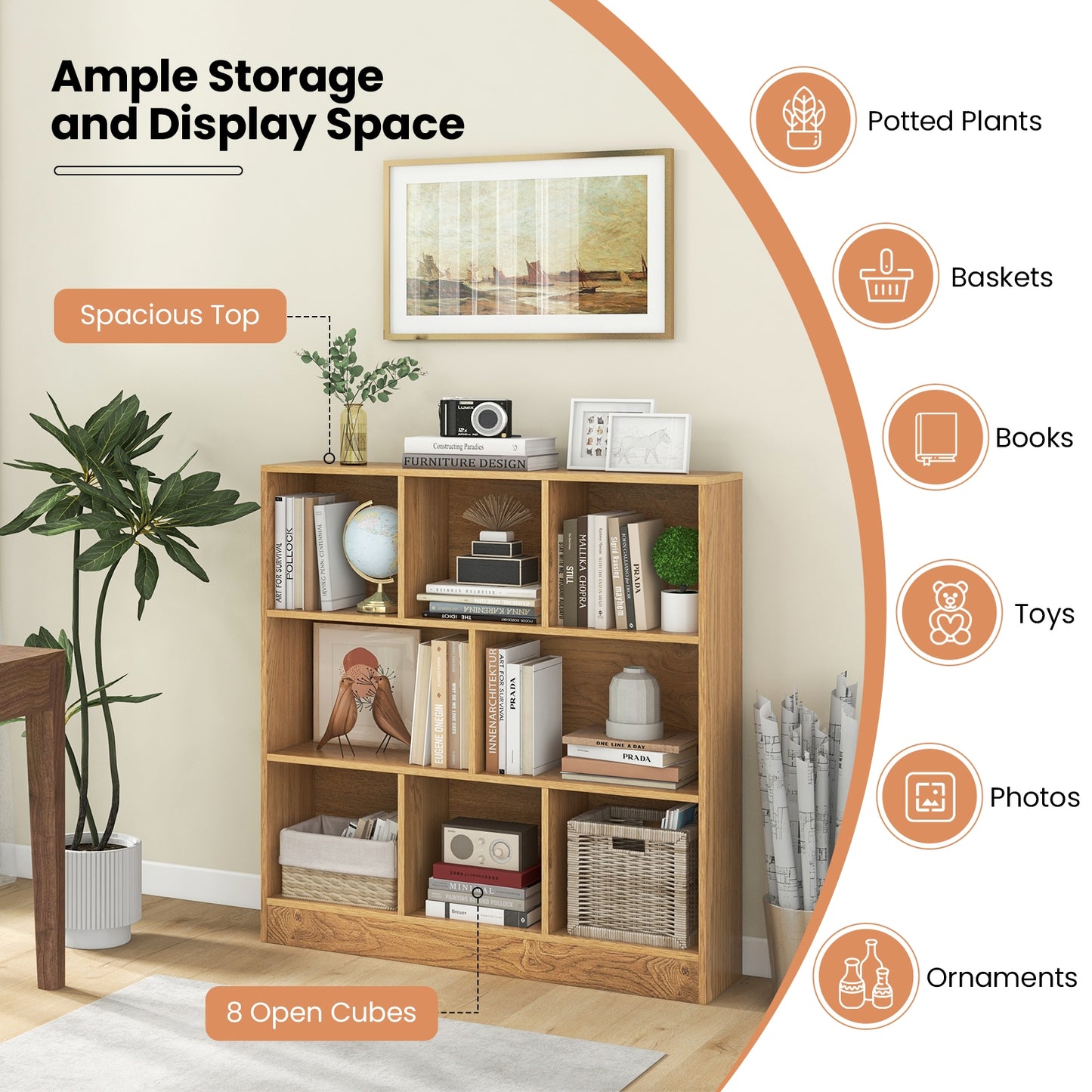 41 Inches 8-Cube Freestanding Bookcase for Kids, Natural Kids Storage   at Gallery Canada